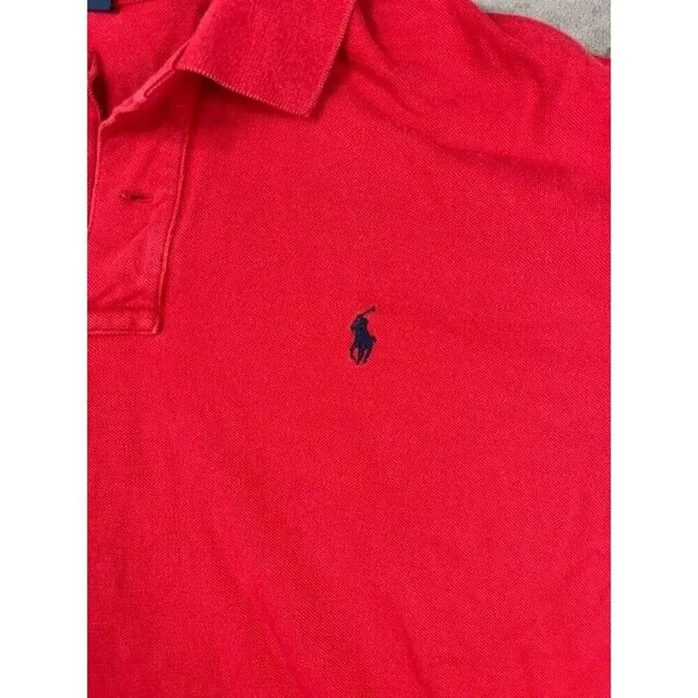 Polo Ralph Lauren Shirt Men's XL RED Collared Short Sleeve Polo Custom‎ Fit
